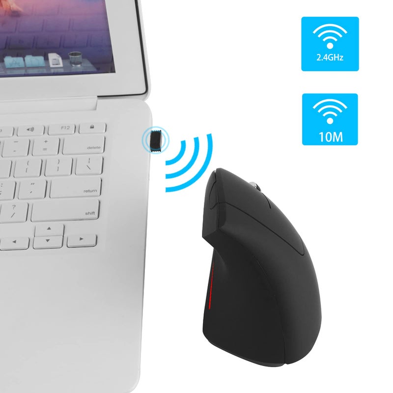 Sunffice Ergonomic Vertical Wireless Mouse, Rechargeable 2.4GHz Optical Mice 800/1200/1600 6 Buttons for Laptop, PC, Computer, Desktop, Notebook - Image 2